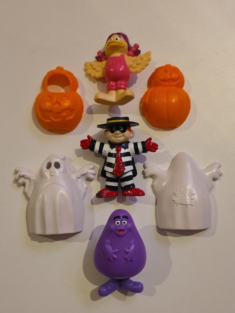 Vintage McDonalds Halloween Toys - Grimace, Hamburglar, And Birdie Plus Costumes